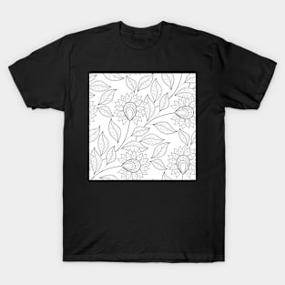 Non Colored Pattern with Floral Motifs T-Shirt